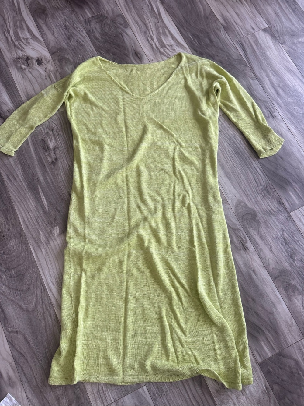 Natural Fiber Knit Women Sweater Dress Green/Lime